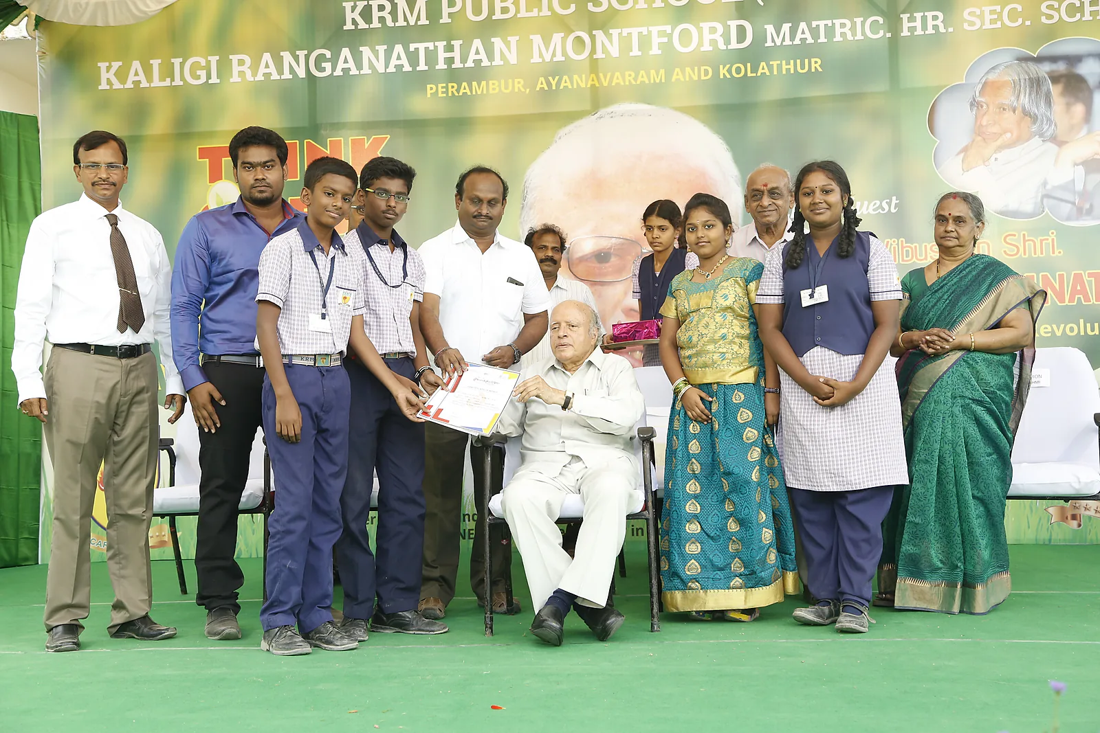 Students and teachers on the KRM Public School stage on science day