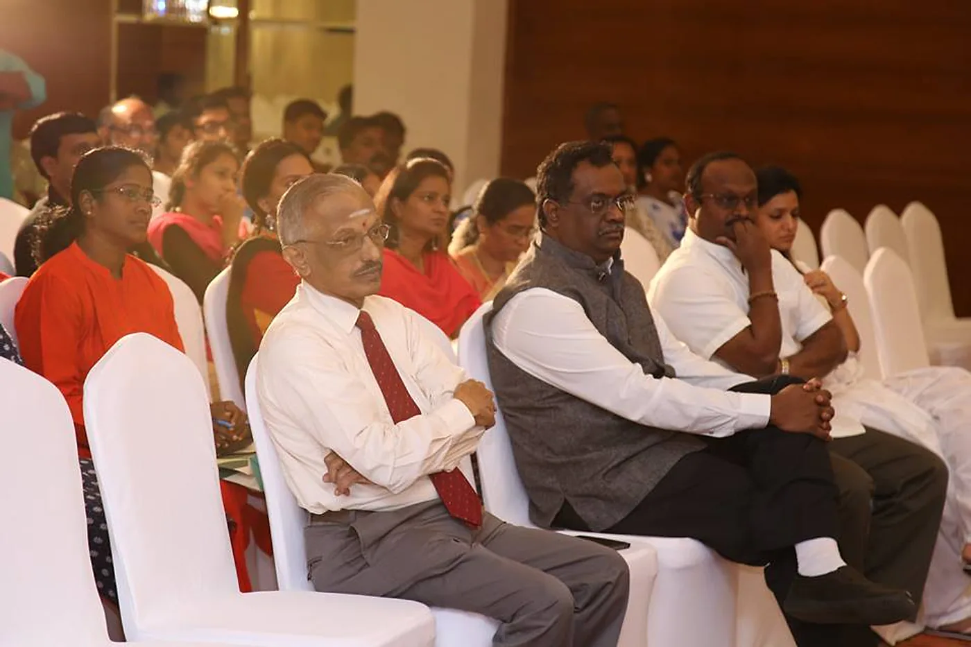 R.J. Bhuvanesh in the audience at a KRM school function