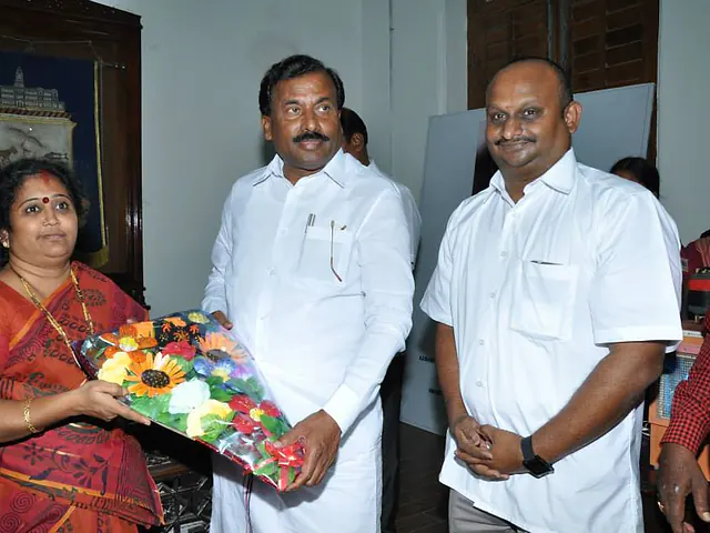 Welcoming guests to the campus. A photograph of R.J. Bhuvanesh from the KRM Group of Schools archive